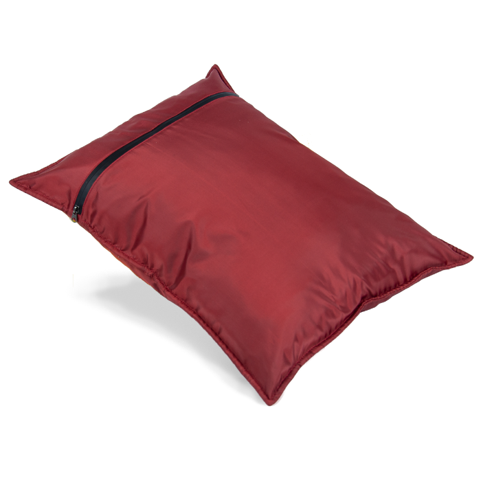 Stuffable camping pillow, backpacking pillow and travel pillow (red variation)