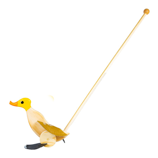 DUCK RUNNER Wooden Push Toy Duck (Yellow)  – 18 Months to 3 Years Old