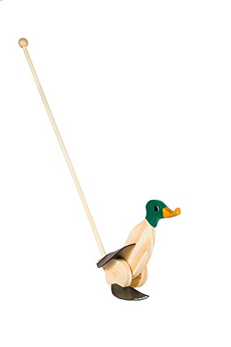 Wooden Push Toy Duck (Dark Green) - 18 Months to 3 Years Old - Walking Toddler Toys Walking Baby Toys Develops Motor Skills