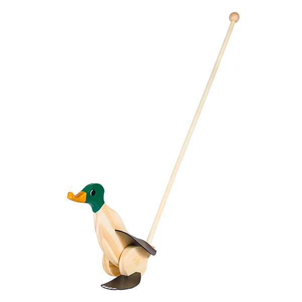 DUCK RUNNER Wooden Push Toy Duck (Dark Green)  – 18 Months to 3 Years Old